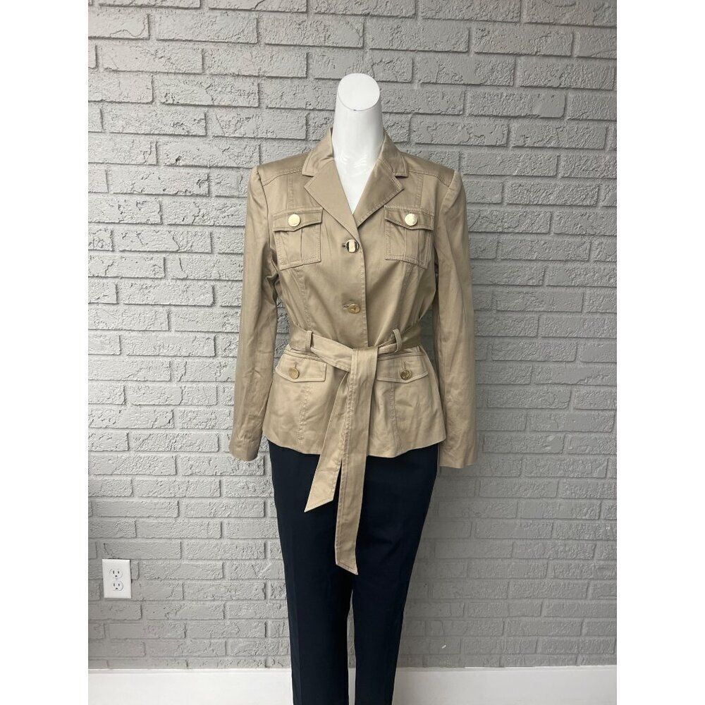 Anne Klein Women Tan Stretch Utility Jacket With 12P